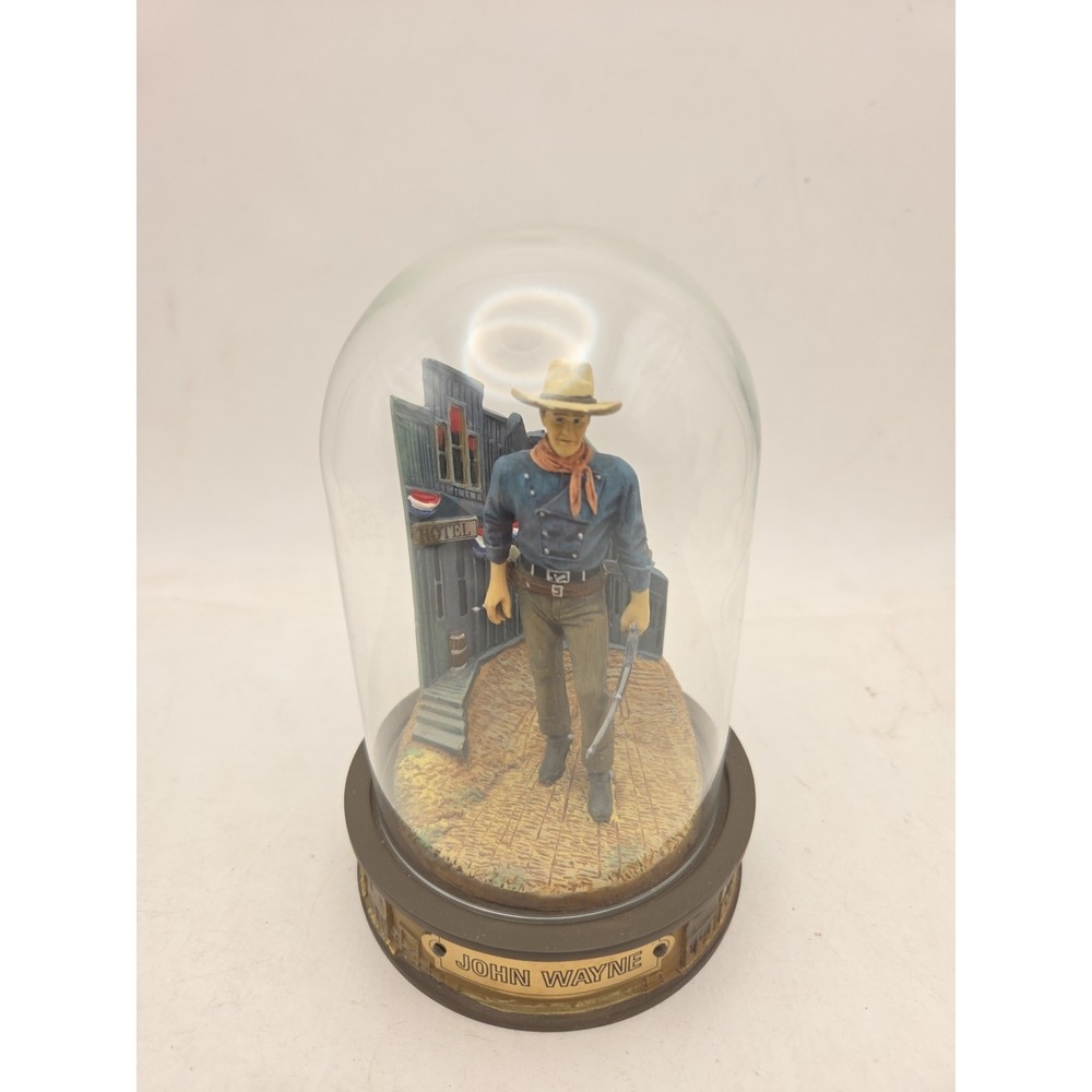 VTG Franklin Mint John Wayne CHAMPION OF THE WEST Glass Domed Sculpture #CP16819